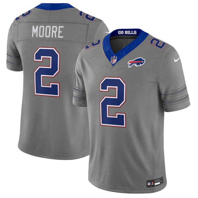 Men's Buffalo Bills #2 D.J. Moore Gray F.U.S.E. 2026 Nickel City Vapor Stitched Football Jersey